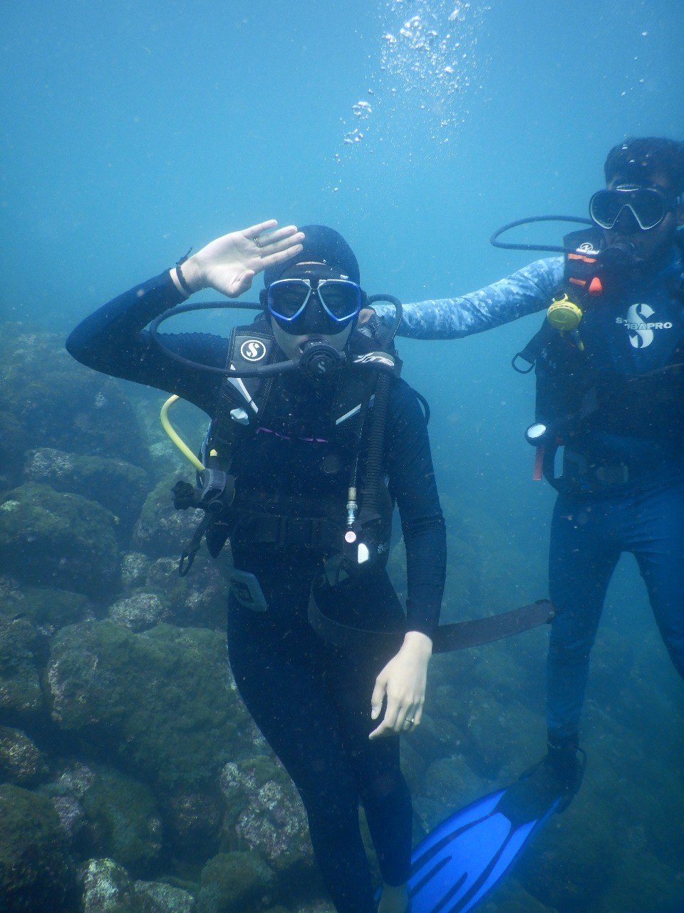 Diver exploring a coral reef at Netrani Island